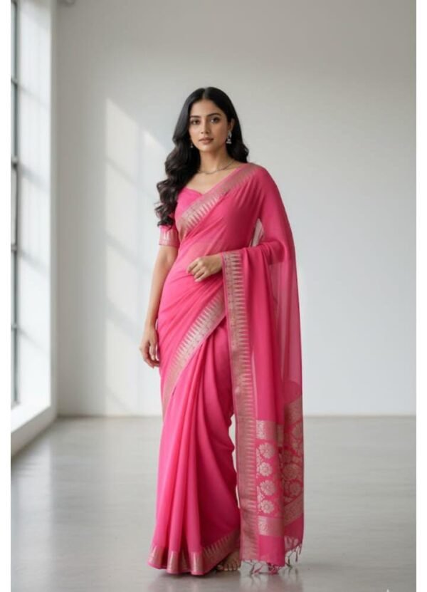 Elegant Baby Pink Georgette Saree – Lightweight Premium Quality
