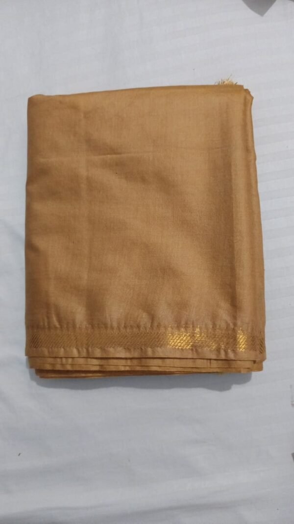 Handloom Premium Soft Katan Silk Saree – Elegant Golden with Zari Border - Image 2