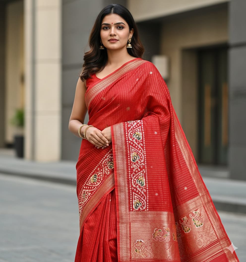 Orange Daily Wear Saree with Rich Zari Border – Elegant & Comfortable Drape