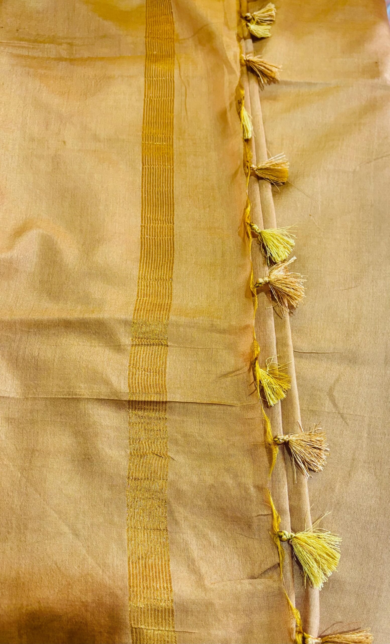 Handloom Premium Soft Katan Silk Saree – Elegant Golden with Zari Border - Image 3