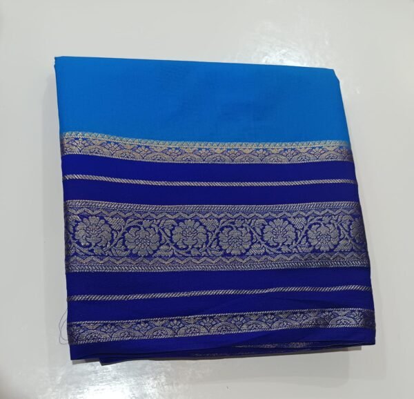 Premium Royal Blue Viscose Silk Saree – Elegant Broad Border Design - Image 3
