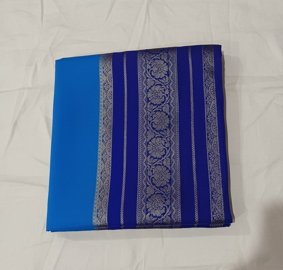 Premium Royal Blue Viscose Silk Saree – Elegant Broad Border Design