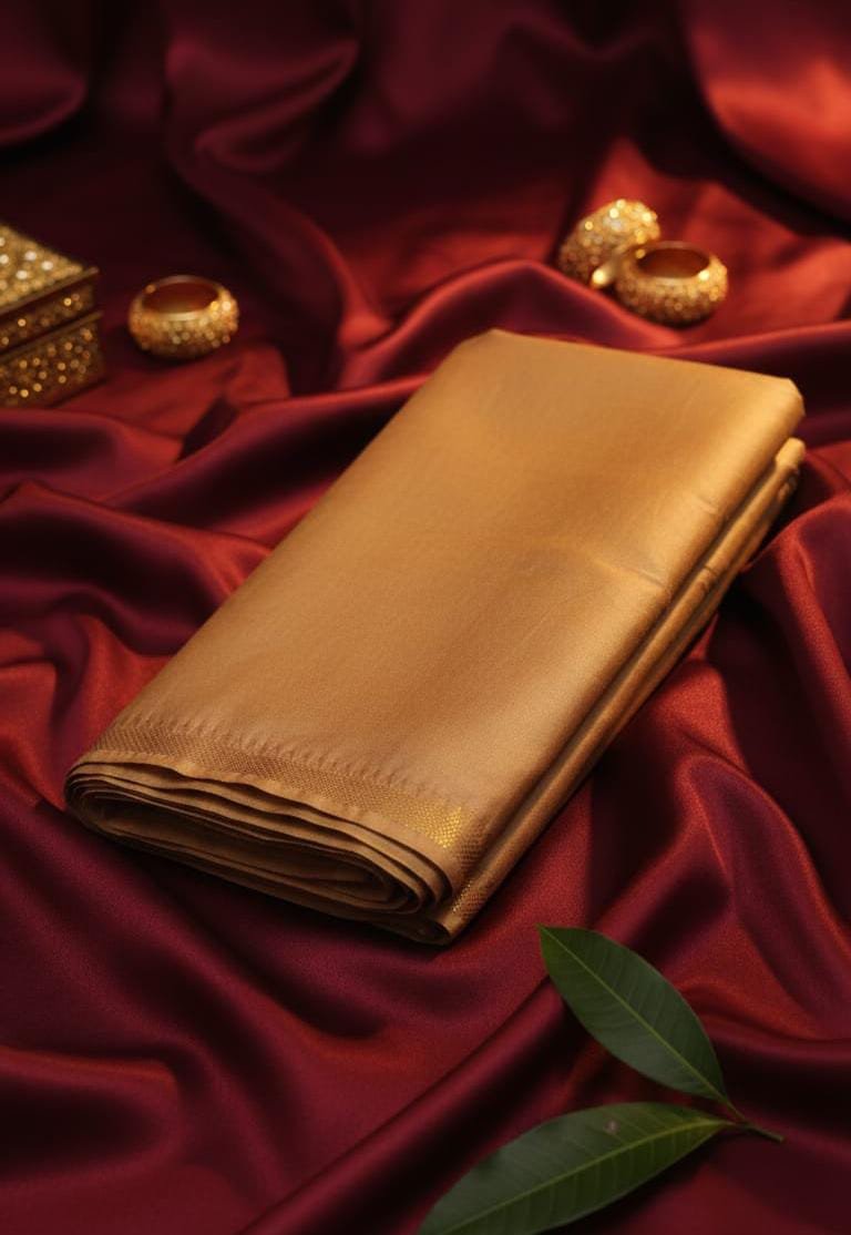 Handloom Premium Soft Katan Silk Saree – Elegant Golden with Zari Border