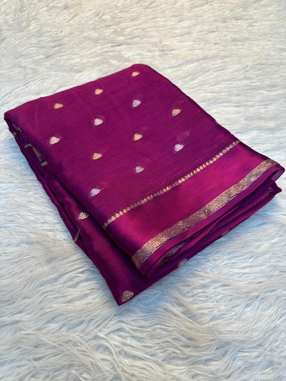 Pure chinon Viscose silk saree