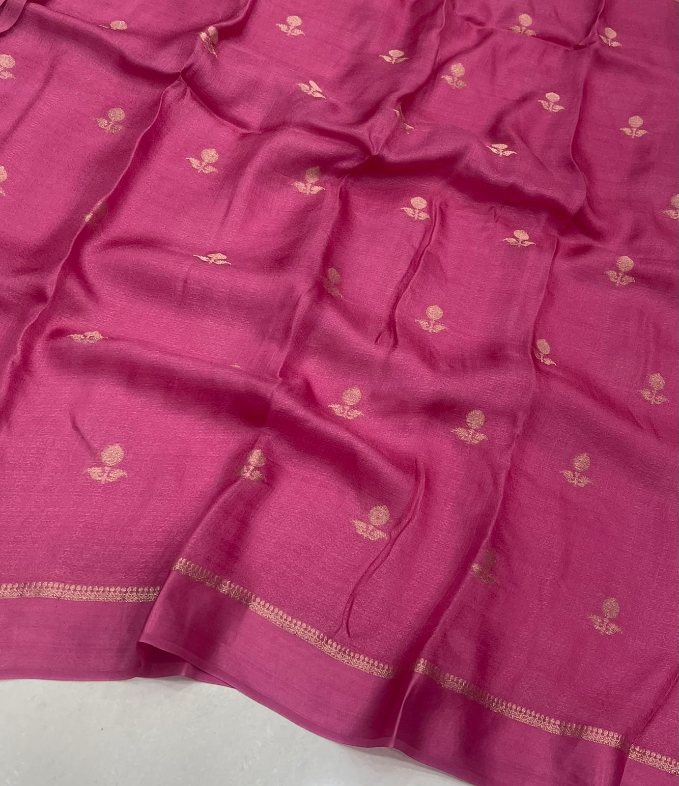 Pink Viscose silk saree