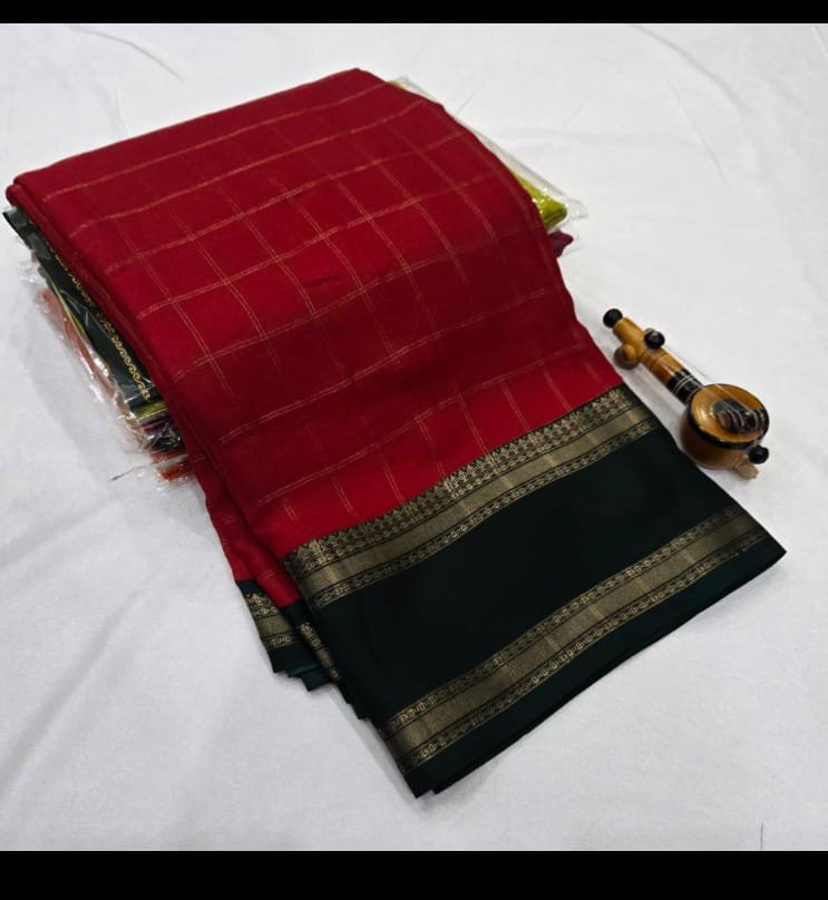 Mysore silk chex weaving saree