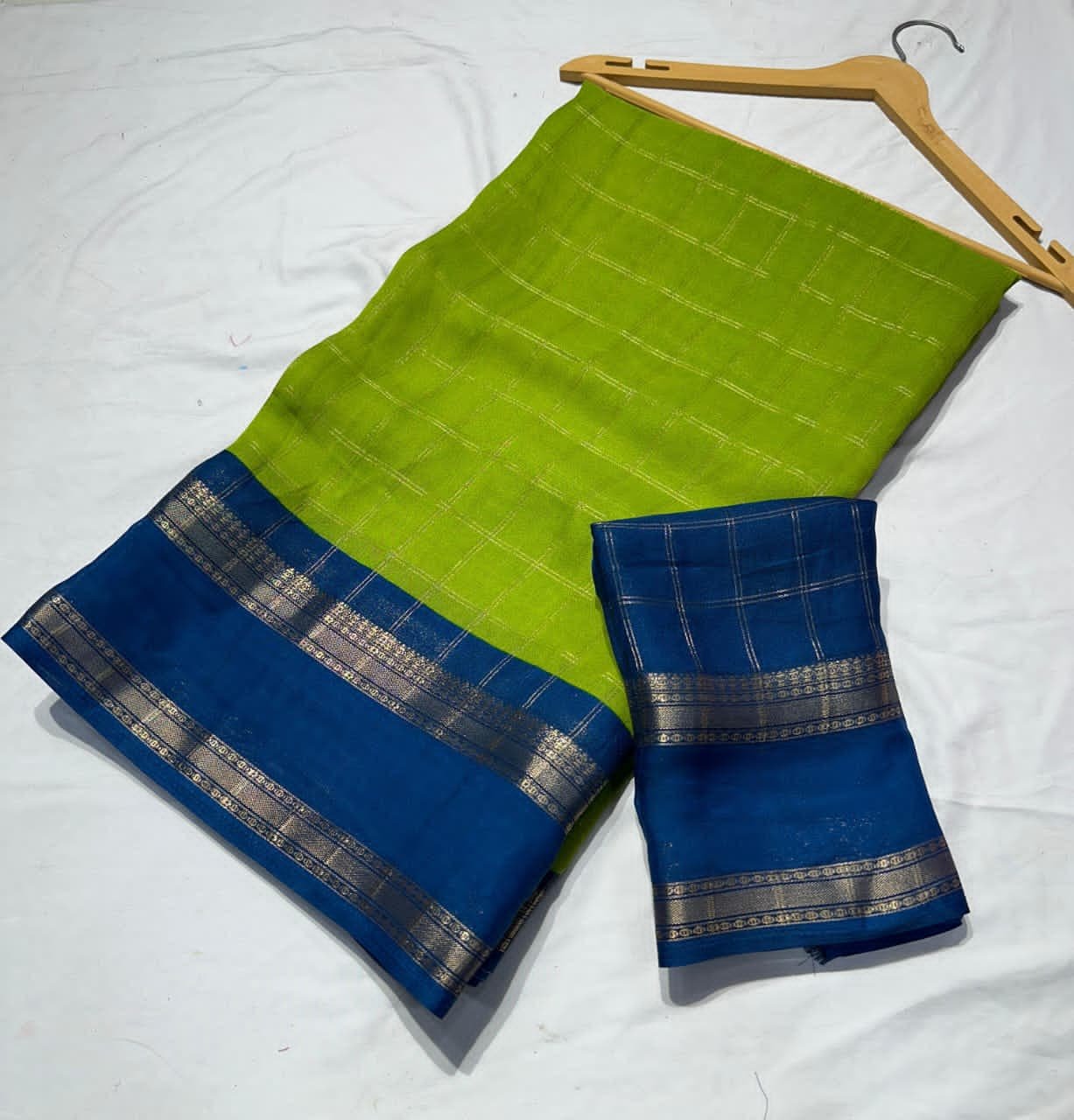 Mysore silk chex weaving saree